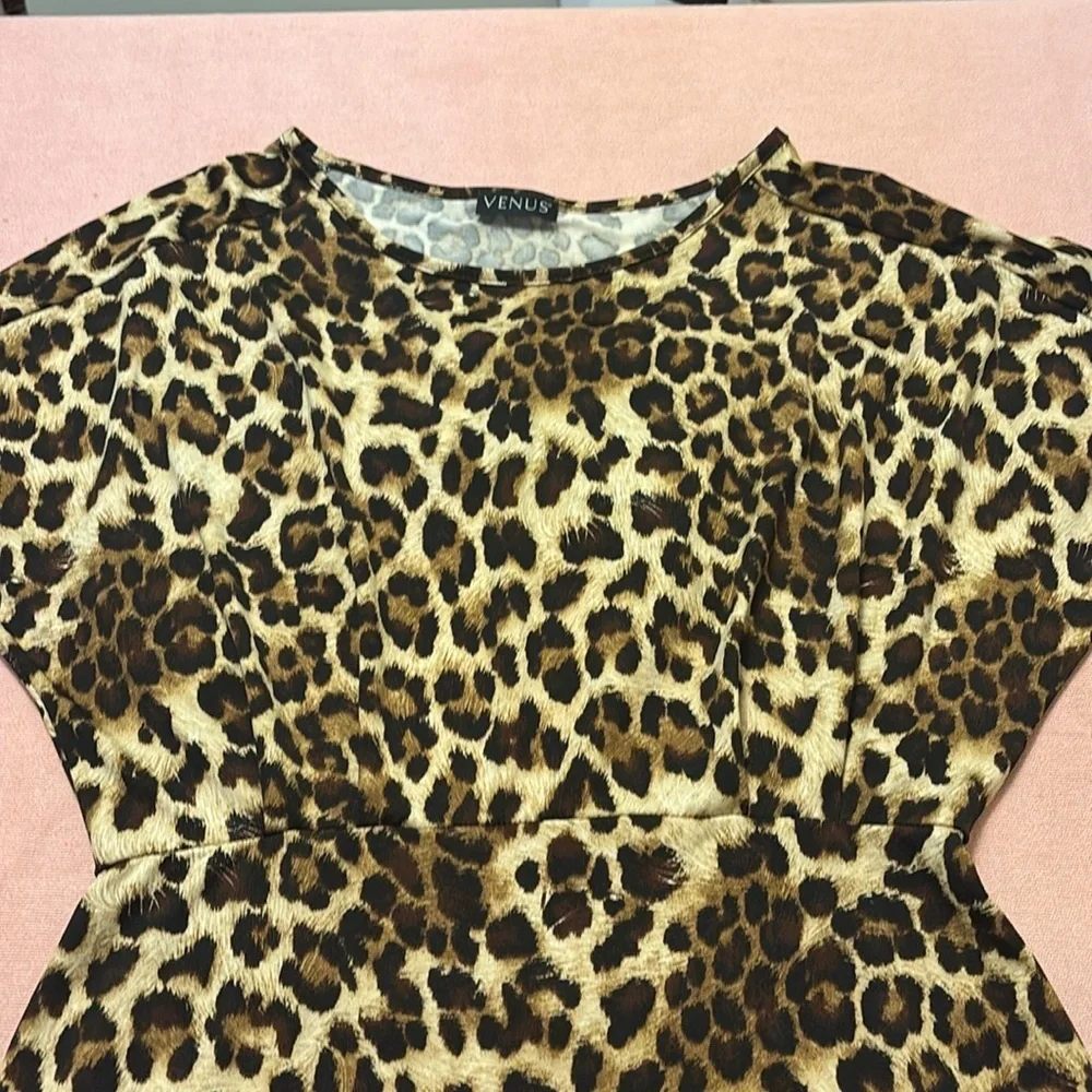 VENUS Animal Print Long Sleeve Dress